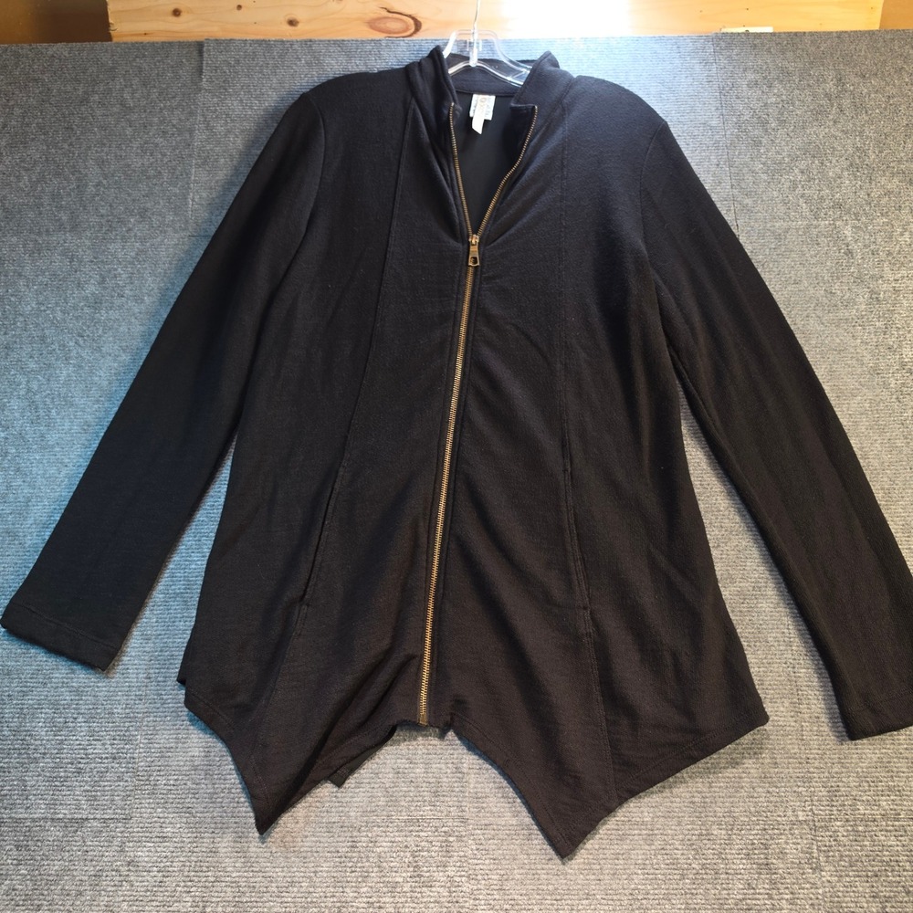 XCVI Jacket Women Medium Black Excellent Asymmetrical Zip Mixed Media 12312T